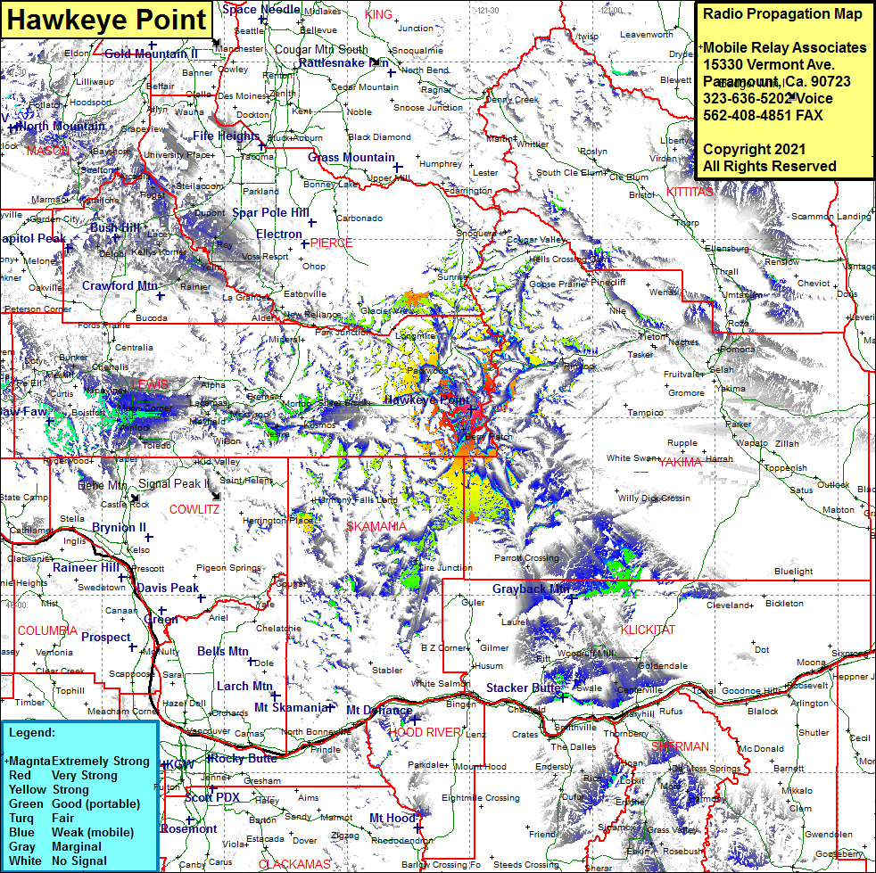heat map radio coverage Hawkeye Point